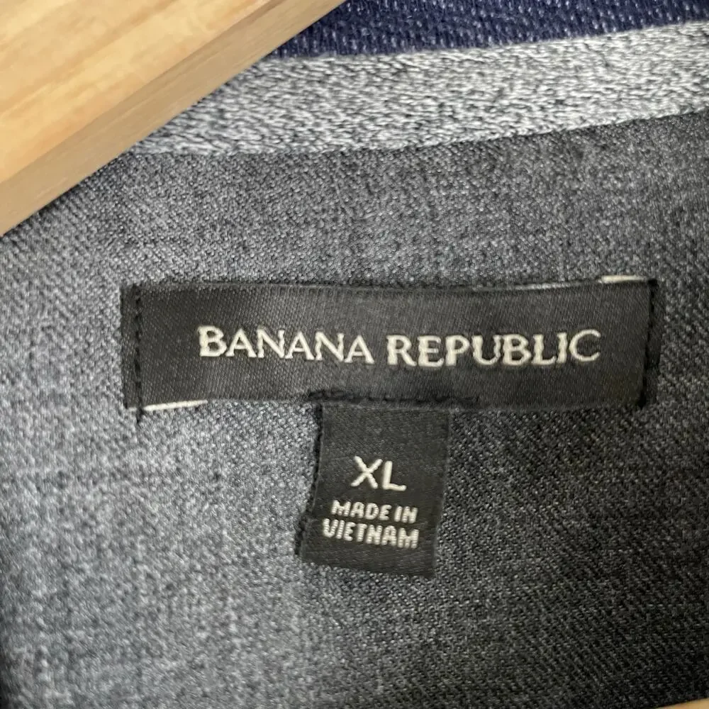 Banana Republic Sweater Jacket Mens XL Navy Blue Funnel Neck Zip Up Sweatshirt